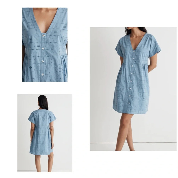 Button-Front V-Neck Mini Dress Sz XXS - Picture 1 of 11